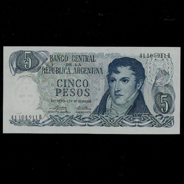 ARGENTINA-ƸƼ-MANEL BELGRANO-5 PESOS-1974
