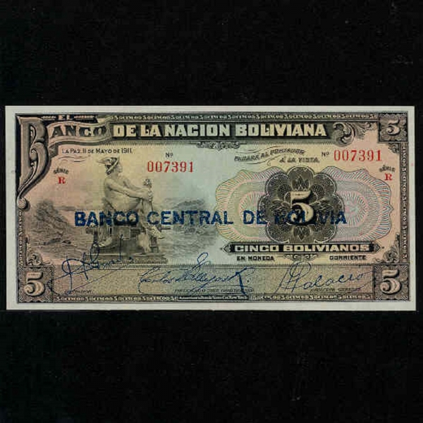 BOLIVIA--MERCURY(ť- )-5BOLIVIANOS-1929