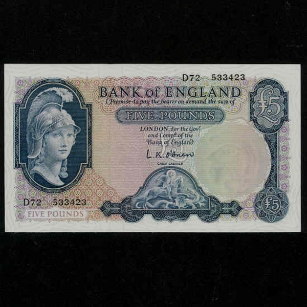 GREAT BRITAIN--P372-ST.GEORGE.DRAGON-5 POUNDS-1961