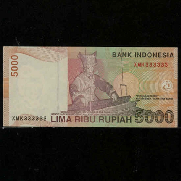 INDONESIA-ε׽þ-P142a-NO.XMK333333(3 ָ)-5.000 RUPIAH-2001