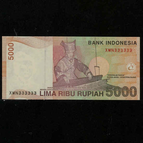 INDONESIA-ε׽þ-P142a-NO.XMN333333(3 ָ)-5.000 RUPIAH-2001