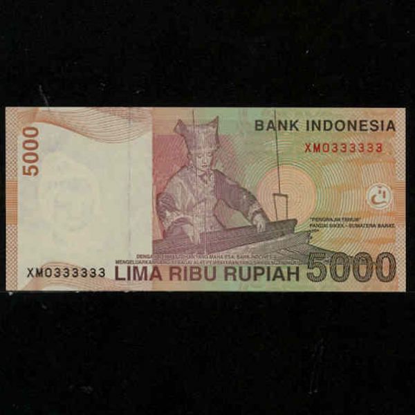 INDONESIA-ε׽þ-P142a-NO.XM0333333(3 ָ)-5.000 RUPIAH-2001