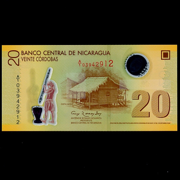 NICARAGUA-ī-P202-COSTA CARIBE(ڽŸ ī)-POLYMER PLASTIC PAPER-20 CORDOBA-2012