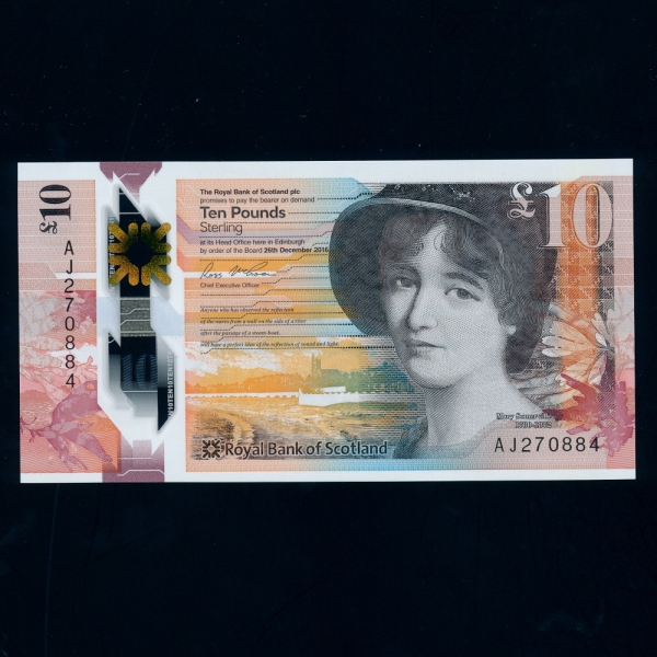SCOTLAND-Ʈ-P371-MARY SOMMERVILLE(޸ ҸӺ-۰)-POLYMER PLASTIC PAPER-10 POUNDS-2016