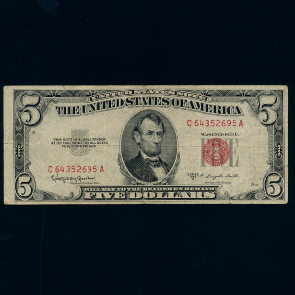 UNITED STATES OF AMERICA-̱-P381C-ABRAHAM LINCOLN(ƺ -)-5 DOLLARS-1953
