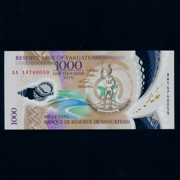 VANUATU-ٴ-P13-MELANESIAN CHIEF-POLYMER PLASTIC PAPER-1.000 VATU-2014