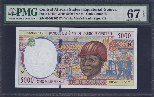 CENTRAL AFRICAN STATES/EQUATORIAL GUINEA-߾Ӿīȭ/ -PMG67-5,000 FRANCS-#504Nf-2002