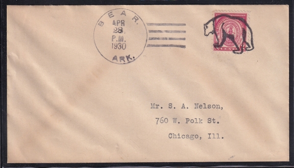 BEAR()-FANCY COVER-BEAR,ARK~CHICAGO,ILL.ü-1930.4.28