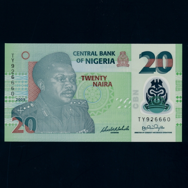 NIGERIA--P34e-GENERAL MURTALLA R.MUHAMMED(ġ)-POLYMER PLASTIC PAPER-20 NAIRA-2009