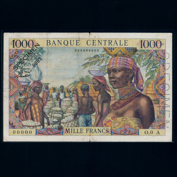 EQUATORIAL AFRICAN STATES-  ī-P5a-SPECIMEN-1,000 FRANCS-1963