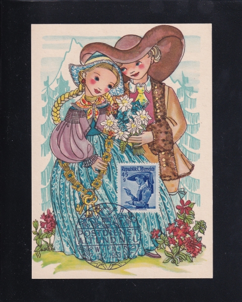 AUSTRIA(Ʈ)-߽øī(MAXIMUM CARD)-#530-45g-CARINTHIA,LESACH VALLEY(īƼ)-1953.2.20
