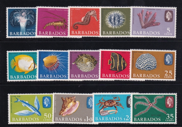 BARBADOS(ٺ̵)-#267~280(14)-VARIOUS FISHES(,з)-1965.7.15