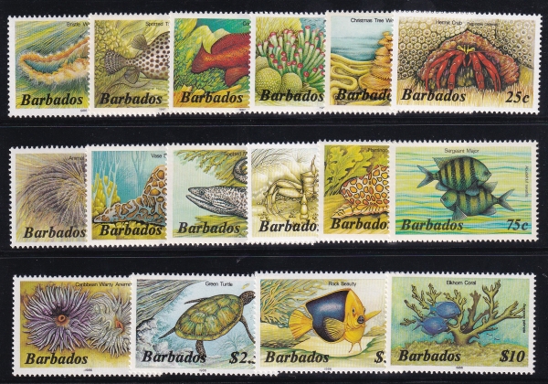 BARBADOS(ٺ̵)-#640~659(16)-VARIOUS FISHES(,з)-1985