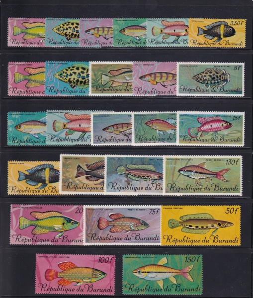 BURUNDI(η)-#186~201,C46~54(25)-VARIOUS TROPICAL FISH()-1967