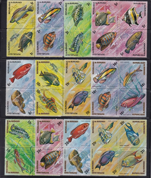 BURUNDI(η)-#449~454,C207~212(12)-VARIOUS TROPICAL FISH()-1974.5.30