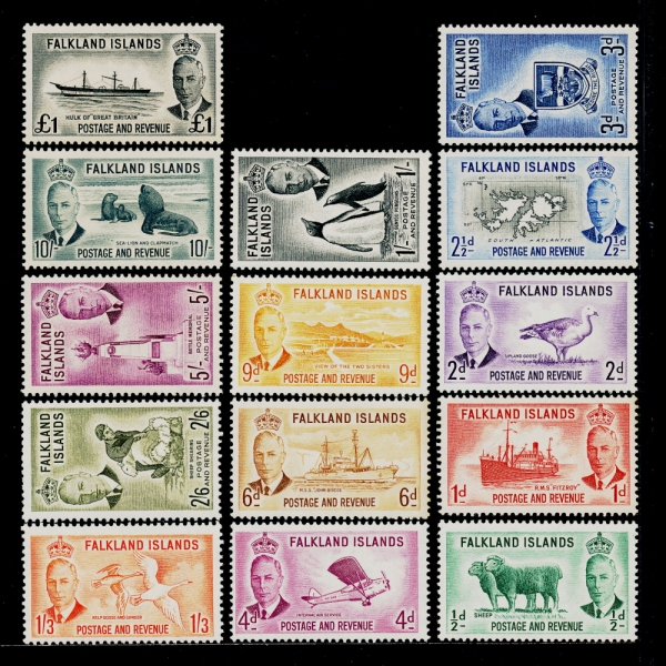 FALKLAND ISLANDS(Ŭ )-#107~120(14)-SHEEP,ARMS,ETC(پ )-1952.1.2