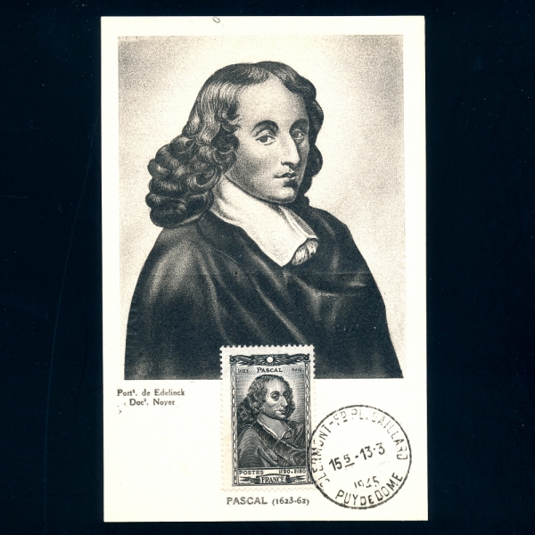 FRANCE()-߽øī(MAXIMUM CARD)-#B181-1.20+2.80f-BLAISE PASCAL( ĽĮ)-1945.3.13