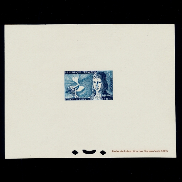 FRANCE()-DELUXE SHEET-#757-5f-PHILIPPE LEBON,INVENTOR OF ILLUMINATING(ʸ , ġ)-1955.3.5