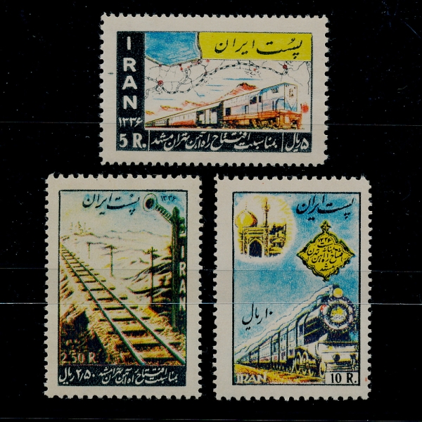 IRAN(̶)-#1074~6(3)-RAILROAD TRACKS,TRAIN,MAP,MOSQUE(ö,ö,,)-1957.5.2
