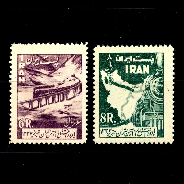 IRAN(̶)-#1103~4(2)-TRAIN ON VIADUCT,MAP( ö,)-1958.4.24