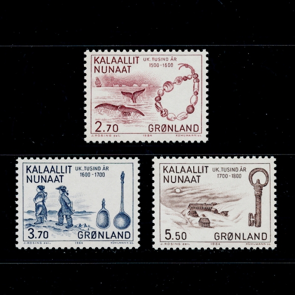GREENLAND(׸)-#153~5(3)-GLASS PEARLS,APOSTLE SPOONS,KEY,TRADING STATION( ,絵 ,)-1984.3.29