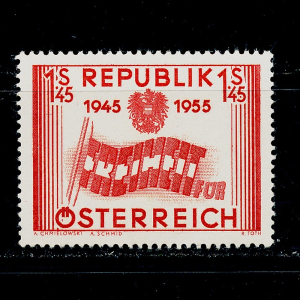 AUSTRIA(Ʈ)-#601-1.45s-LETTERS FORMING FLAG(ڸ ϴ )-1955.4.27