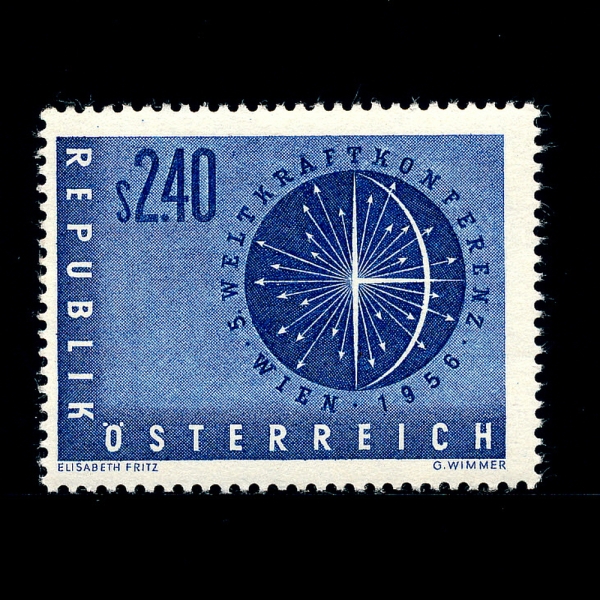 AUSTRIA(Ʈ)-#611-2.40s-GLOBE SHOWING ENERGY OF THE EARTH()-1956.5.8