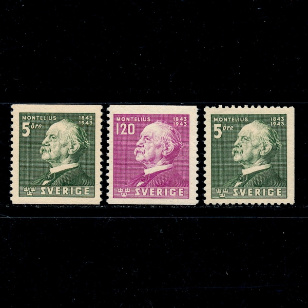 SWEDEN(þ)-#345~7(3)-OSCAR MONTELIUS(ī ׸콺)-1943.9.9
