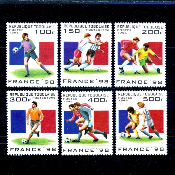 TOGO()-#1695~1700(6)-1998 WORLD CUP SOCCER CHAMPIONSHIPS,FRANCE()-1996.4.10