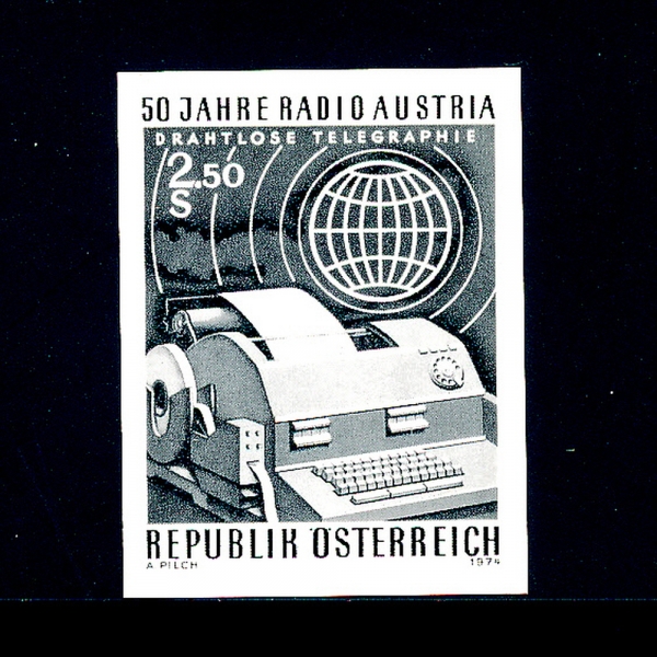 AUSTRIA(Ʈ)-IMPERF()-#979-2.50s-RADIO AUSTRIA,50TH ANNIV. TELEX MACHINE(ڷ)-1974.1.14