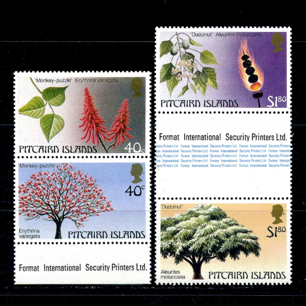 PITCAIRN ISLANDS(ɾ )-#289~290a~b(4)-TREES()-1987.8.10