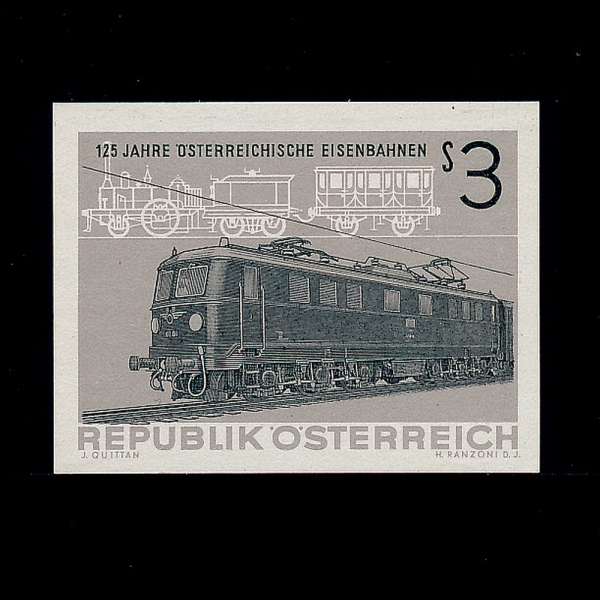 AUSTRIA(Ʈ)-IMPERF()-#703-3s-ELECTRIC LOCOMOTIVE AND TRAIN OF 1837(,)-1962.11.9