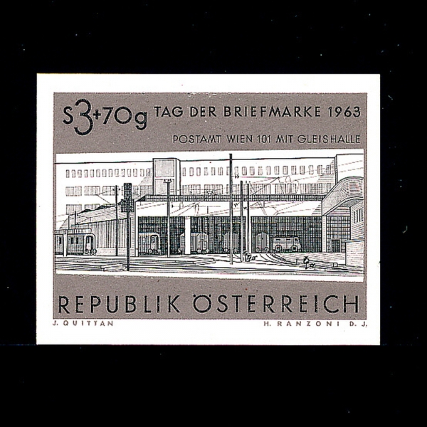 AUSTRIA(Ʈ)-IMPERF()-#B305-3s+70g-RAILROAD EXIT,POST OFFICE VIENNA 101( Ա,ü)-1963.11.29