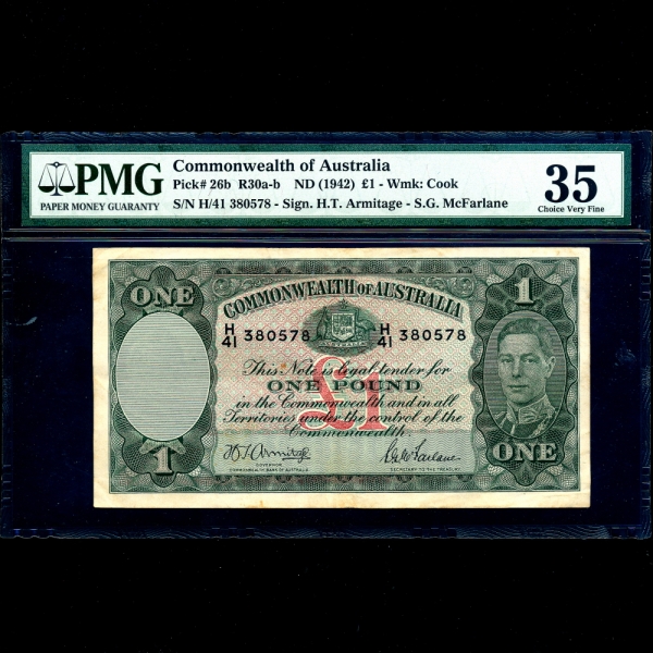 AUSTRALIA(Ʈϸ)-#26b-PMG35-1 POUND-1942