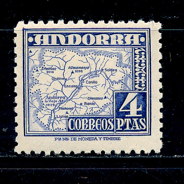 ANDORRA,SPANISH ADMIN(ȵ )-#48-4p-MAP()-1953