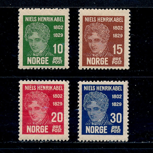 NORWAY(븣)-#145~8(4)-NIELS HENRIK ABEL(ҽ  ƺ)-1929.4.6