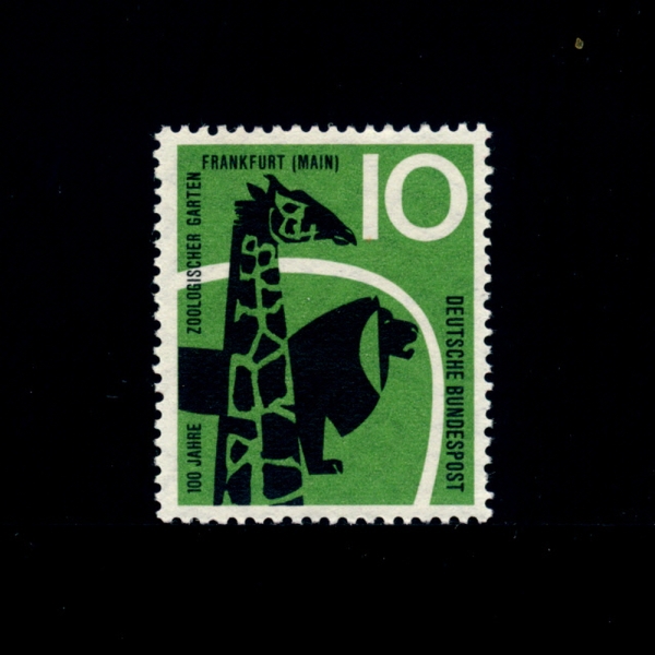 GERMANY()-#784-10pf-GIRAFFE AND LION(⸰, )-1958.5.7