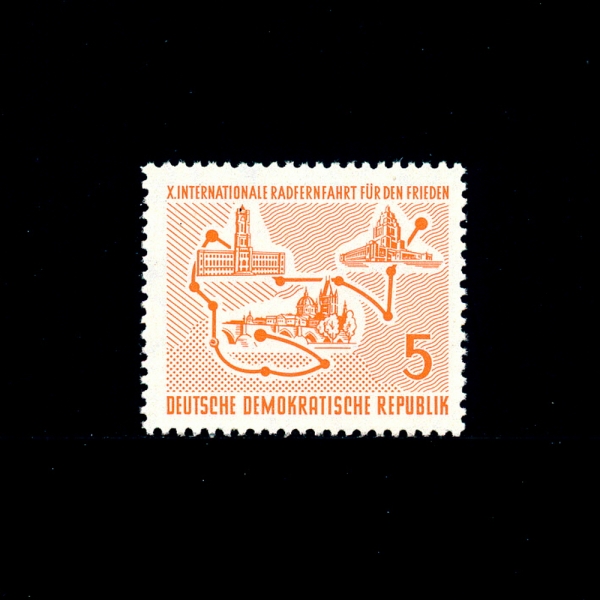 GERMAN DEMOCRATIC REPUBLIC()-#346-5pf-BICYCLE RACE ROUTE(Ŭ ڽ)-1957.4.30