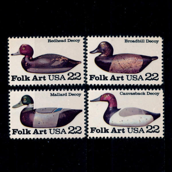 UNITED STATES(미국)-#2138~41(4종)-AMERICAN FOLK ART, DUCK DECOYS(오리 장식)-1985.3.22일