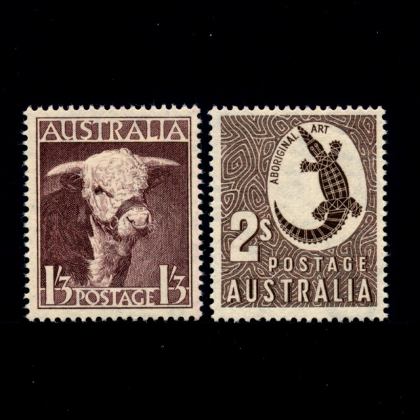AUSTRALIA(Ʈϸ)-#211~2(2)-HEREFORD BULL AND CROCODILE(츮 ,Ǿ)-1948.2.16