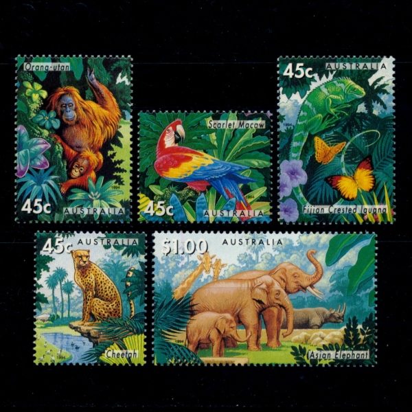 AUSTRALIA(Ʈϸ)-#1385~9(5)-AUSTRALIAN ZOO ANIMALS(ȣֵ)-1994.9.28