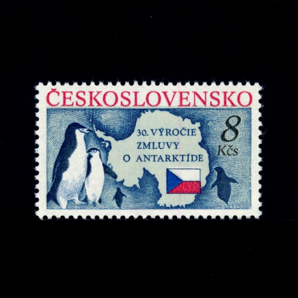 CZECHOSLOVAKIA(ü)-#2827-8k-ANTACTIC TREATY, 30TH ANNIV. PENGUINS( ,)-1991.5.20