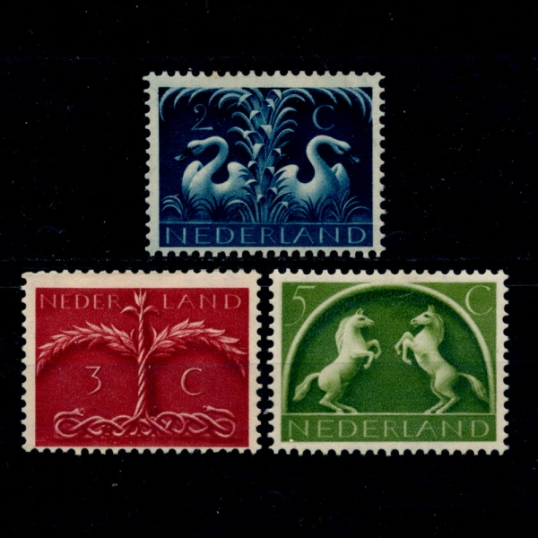 NETHERLANDS(״)-#A47(3)-SWANS,TREE WITH SNAKE ROOTS AND HORSES(, Ѹ  ,)-1943~44