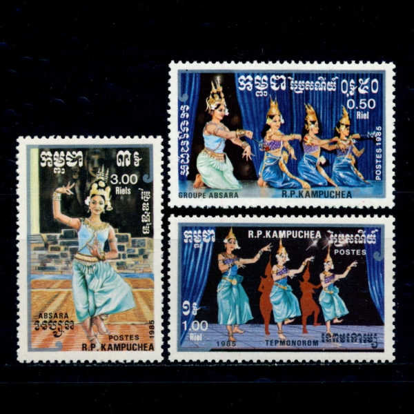 CAMBODIA(į)-#583~5(3)-TRADITIONAL DANCES( )-1985.4.13