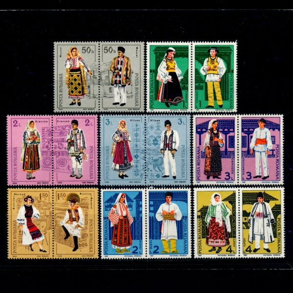 ROMANIA(縶Ͼ)-#3474~81a~b(16)-FOLK COSTUMES(μ ǻ)-1987.11.7