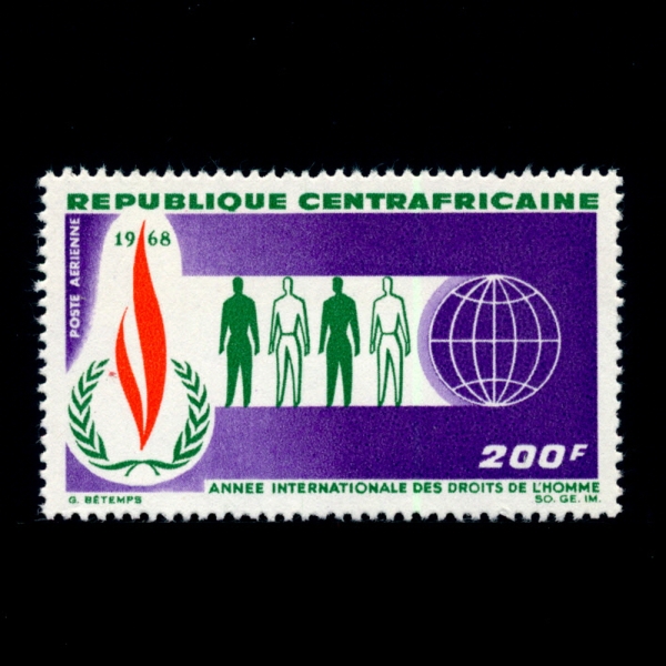 CENTRAL ATRICAN REPUBLIC(߾Ӿīȭ)-#C52-200f-HUMAN RIGHTS FLAME, MEN AND GLOBE(α Ҳ,)-1968.3.26