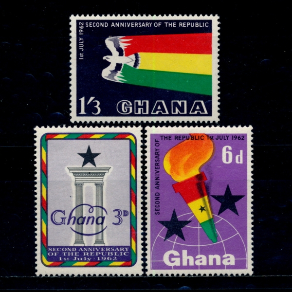 GHANA()-#121~3(3)-2ND ANNIV. OF THE REPUBLIC(ȭ  2ֳ)-1962.7.1