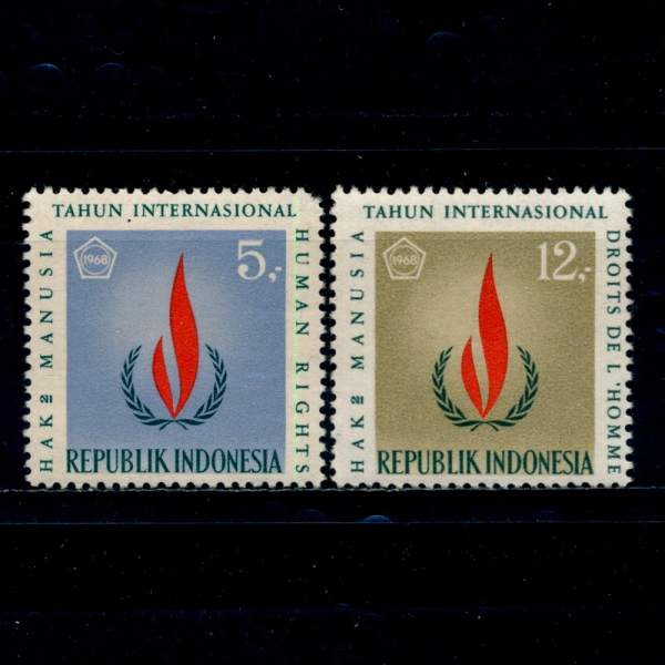 INDONESIA(ε׽þ)-#732~3(2)-HUMAN RIGHTS FLAME(α Ҳ)-1968.1.1