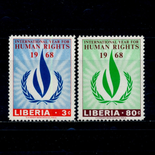 LIBERIA(̺)-#478~9(2)-HUMAN RIGHTS FLAME(α Ҳ)-1968.4.26