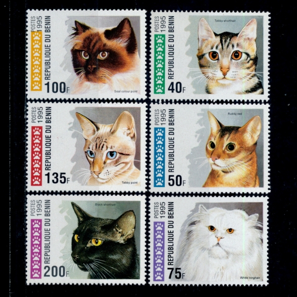 BENIN()-#761~6(6)-DOMESTICATED CATS(鿩 )-1995.7.30